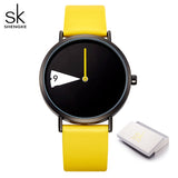 SHENGKE Watch New Yellow Leather Strap Casual Style Women Watches Quartz Ladies Watches Creative Clock Gift relogio feminino