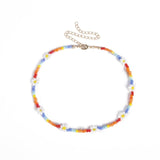 HangZhi 2020 New Korean Sweet Colorful Little Daisy Acrylic Flowers Boho Beaded Clavicle Necklaces for Women Girls Jewelry