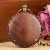 Retro Wooden Case Pocket Watch for Men Arabic Numerals Dial Accessory Classic Rough Chain Pendant Clock Reloj de madera