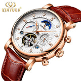 KINYUED Fashion Casual Fully Automatic Mechanical Functional Watch Men's Tourbillon Business Waterproof Luminous Clock Men J025