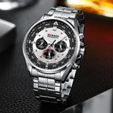 CURREN Men Quartz Wristwatches Luxury Brand Sporty Chronograph Watches with 316 Stainless Steel Luminous Hands Male Clock Black