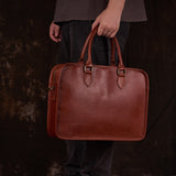 Vintage Briefcase Men's Genuine Leather Casual Man Handbag Coffee Fashion Shoulder Business Office Laptop 15 Inch Bag