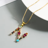 26 English Letter Necklace Women's 2020 New Bohemia Style Colored Necklace Copper Plated Gold  Clavicle Chain for Girls