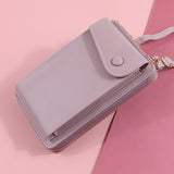 New Women Purses Solid Color Leather Summer Bag Shoulder Strap Mobile Phone Bag Card Holders Wallet Handbag Pockets for Girls