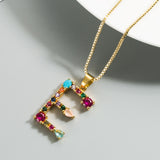 26 English Letter Necklace Women's 2020 New Bohemia Style Colored Necklace Copper Plated Gold  Clavicle Chain for Girls