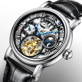 Fashion Tourbillon Mechanical Watches BINGER New Automatic Watch Men Leather Strap Moon phase Sapphire Waterproof Montre Homme