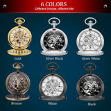 New OYW Brand Stainless Steel Men Fashion Casual Pocket Watch Skeleton dial Silver Hand Wind Mechanical Male Fob Chain Watches