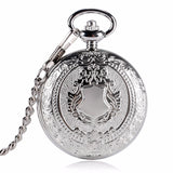 Luxury Silver Shield Pattern Round Dial Mechanical Pocket Watch Casual Antique Fob Watch For Men Women