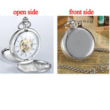 Vintage Skeleton Steampunk Mechanical Pocket Watch Necklace Hand Wind Silver Bronze Retro Clock Chain Pendant Men Women Gift