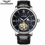 relogio masculino GUANQIN Mens Watches Luxury Brand Tourbillon Skeleton Automatic Watch Men Sport Leather Mechanical Wristwatch