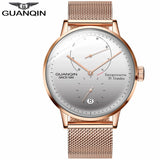 GUANQIN Men watches top brand luxury Watch Casual leather strap sapphire waterproof Analog Automatic Mechanical Wristwatch Mens