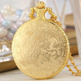 Royal Gold Shield Crown Pattern Quartz Pocket Watch Top Luxury Necklace Pendant Chain Steampunk Clock Collectibles Jewelry Gifts