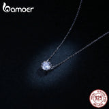 bamoer Simple Minimalist Short Necklace for Women 925 Sterling Silver Clear Cubic Zircon Chain Necklaces Wedding Jewelry BSN085