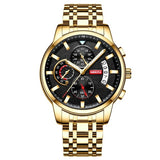 NIBOSI New Brand Quartz Watch Men Sport Watches Men Steel Band Military Clock Waterproof Gold Wrist Mens Watch Relogio Masculino