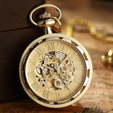 Luxury Antique Skeleton Mechanical Pocket Watch Men Steampunk Mechanical Fob Watches Clock Pendant Hand-winding Relogio De Bolso