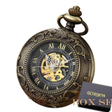 Luxury Retro Golden Hollow Skeleton Mechanical Pocket Watch Mens Fob Chain Steel Exquisite Sculpture Women Men Pocket Wath Gifs