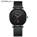 CRRJU Fashion Mens Watches Top Brand Luxury Blue Waterproof Watches Ultra Thin Date Simple Casual Quartz Watch Men Sports Clock