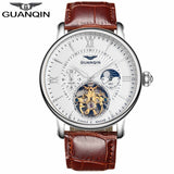 relogio masculino GUANQIN Mens Watches Luxury Brand Tourbillon Skeleton Automatic Watch Men Sport Leather Mechanical Wristwatch