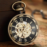 Luxury Antique Skeleton Mechanical Pocket Watch Men Steampunk Mechanical Fob Watches Clock Pendant Hand-winding Relogio De Bolso