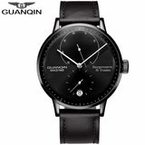 GUANQIN Men watches top brand luxury Watch Casual leather strap sapphire waterproof Analog Automatic Mechanical Wristwatch Mens