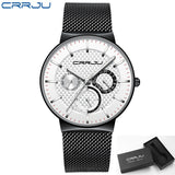 CRRJU Mens Watches Luxury Fashion Ultra-thin Auto Date Wrist Watch Waterproof Big Face Sport Watch for Men Relogio Masculino