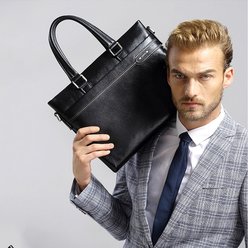 Fashion Men Cowskin Genuine Leather Top Handle Bags Male High Quality –  VEGAMONO