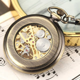 Vintage Skeleton Steampunk Mechanical Pocket Watch Necklace Hand Wind Silver Bronze Retro Clock Chain Pendant Men Women Gift