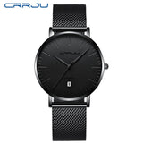 CRRJU Fashion Mens Watches Top Brand Luxury Blue Waterproof Watches Ultra Thin Date Simple Casual Quartz Watch Men Sports Clock