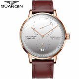 GUANQIN Men watches top brand luxury Watch Casual leather strap sapphire waterproof Analog Automatic Mechanical Wristwatch Mens