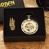 Luxury Antique Skeleton Mechanical Pocket Watch Men Steampunk Mechanical Fob Watches Clock Pendant Hand-winding Relogio De Bolso