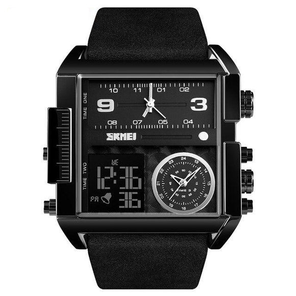 Men's Watch Waterproof Leather Strap Quartz Watches Men Luxury Brand Square Wristwatch Casual Clock Man reloj hombre SKMEI