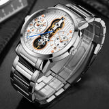 GUANQIN Brand Creative Automatic Men Watch Luxury Tourbillon Skeleton Full Steel Waterproof Men's Business Mechanical Watches