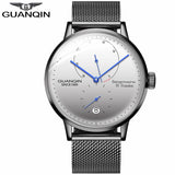 GUANQIN Men watches top brand luxury Watch Casual leather strap sapphire waterproof Analog Automatic Mechanical Wristwatch Mens