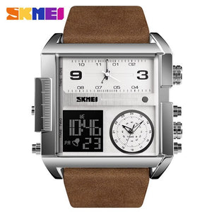 Men's Watch Waterproof Leather Strap Quartz Watches Men Luxury Brand Square Wristwatch Casual Clock Man reloj hombre SKMEI