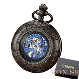 Luxury Retro Golden Hollow Skeleton Mechanical Pocket Watch Mens Fob Chain Steel Exquisite Sculpture Women Men Pocket Wath Gifs