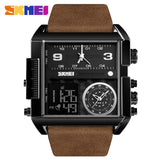 Men's Watch Waterproof Leather Strap Quartz Watches Men Luxury Brand Square Wristwatch Casual Clock Man reloj hombre SKMEI