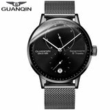 GUANQIN Men watches top brand luxury Watch Casual leather strap sapphire waterproof Analog Automatic Mechanical Wristwatch Mens