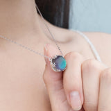 Thaya 45cm Crystal Gemstone s925 Silver Aurora Necklace Halo Scale Light Forest Women Pendant Necklace for Girl Elegant Jewelry