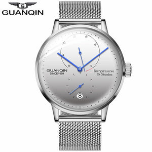 GUANQIN Men watches top brand luxury Watch Casual leather strap sapphire waterproof Analog Automatic Mechanical Wristwatch Mens