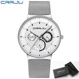 CRRJU Mens Watches Luxury Fashion Ultra-thin Auto Date Wrist Watch Waterproof Big Face Sport Watch for Men Relogio Masculino