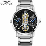 GUANQIN Brand Creative Automatic Men Watch Luxury Tourbillon Skeleton Full Steel Waterproof Men's Business Mechanical Watches