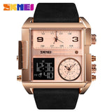 Men's Watch Waterproof Leather Strap Quartz Watches Men Luxury Brand Square Wristwatch Casual Clock Man reloj hombre SKMEI