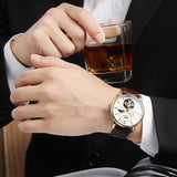 relogio masculino GUANQIN Mens Watches Luxury Brand Tourbillon Skeleton Automatic Watch Men Sport Leather Mechanical Wristwatch