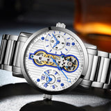 GUANQIN Brand Creative Automatic Men Watch Luxury Tourbillon Skeleton Full Steel Waterproof Men's Business Mechanical Watches