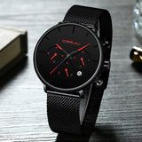 Relogio Masculino CRRJU Mens Business Dress Watches Luxury Casual Waterproof Sport Watch Men 3-Sub Dial Quartz Slim Mesh Watch