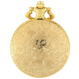 Royal Gold Shield Crown Pattern Quartz Pocket Watch Top Luxury Necklace Pendant Chain Steampunk Clock Collectibles Jewelry Gifts