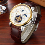 Vegamono Mens Watches Top Brand Luxury Skeleton Watch Men Sport Leather Tourbillon Automatic Mechanical Wristwatch