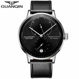 GUANQIN Men watches top brand luxury Watch Casual leather strap sapphire waterproof Analog Automatic Mechanical Wristwatch Mens