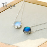 Thaya 45cm Crystal Gemstone s925 Silver Aurora Necklace Halo Scale Light Forest Women Pendant Necklace for Girl Elegant Jewelry