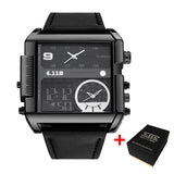 6.11 Square Watches Men LED Waterproof Multiple Time Zone Mens Watches Luxury Brand Relogio Masculino Montre Homme Sport Watch